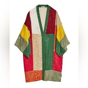 NWT Alice + Olivia Lupe Long Patchwork Jacquard Kimono XS